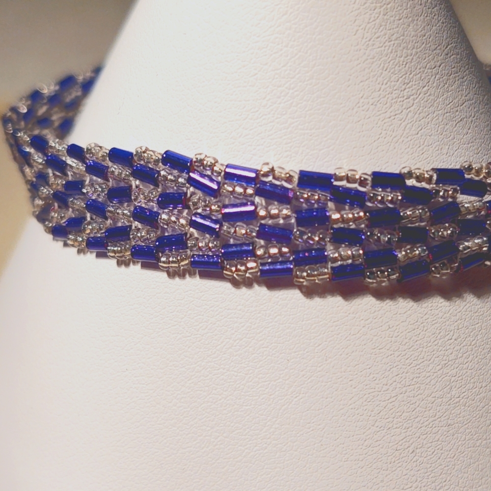 Purple and Silver Bracelet handmade glass beads